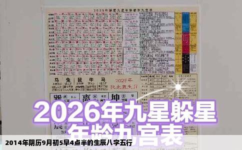 2014年阴历9月初5早4点半的生辰八字五行