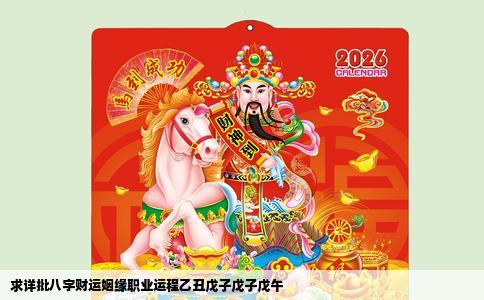 求详批八字财运姻缘职业运程乙丑戊子戊子戊午