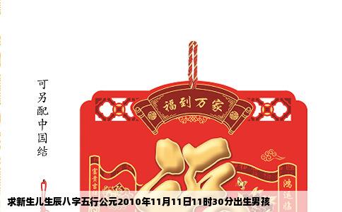 求新生儿生辰八字五行公元2010年11月11日11时30分出生男孩