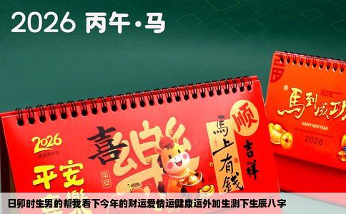 日卯时生男的帮我看下今年的财运爱情运健康运外加生测下生辰八字