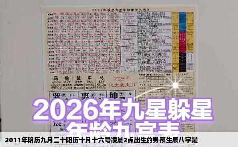 2011年阴历九月二十阳历十月十六号凌晨2点出生的男孩生辰八字是