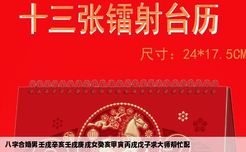 八字合婚男壬戌辛亥壬戌庚戌女癸亥甲寅丙戌戊子求大师帮忙配