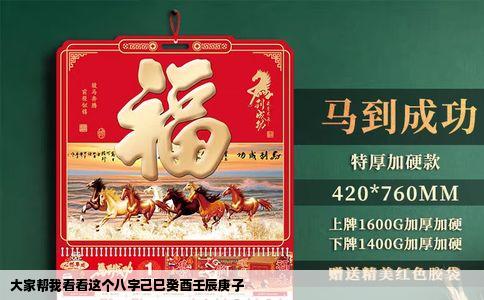 大家帮我看看这个八字己巳癸酉壬辰庚子