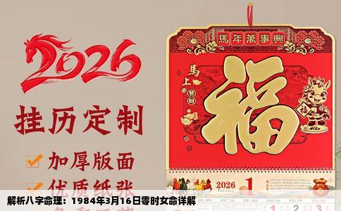 解析八字命理：1984年3月16日零时女命详解