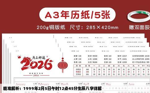 精准解析：1999年2月5日午时12点45分生辰八字详解