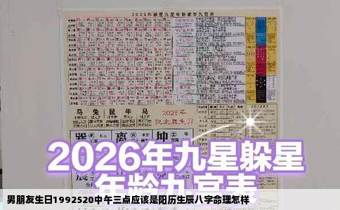男朋友生日1992520中午三点应该是阳历生辰八字命理怎样