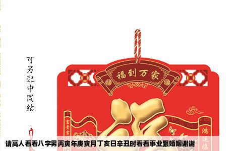 请高人看看八字男丙寅年庚寅月丁亥日辛丑时看看事业跟婚姻谢谢