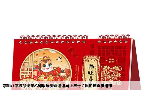 求批八字男命癸亥乙卯甲辰癸酉谢谢马上三十了想知道喜神用神