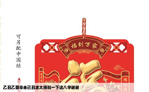 乙丑乙酉辛未己丑求大师批一下这八字谢谢